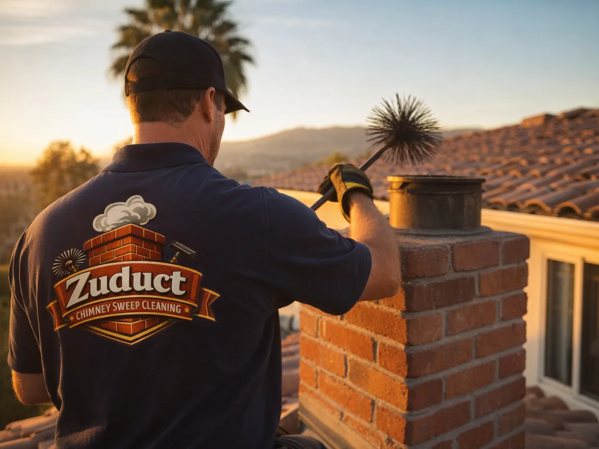 chimney sweep technician on the job in Chula Vista, CA